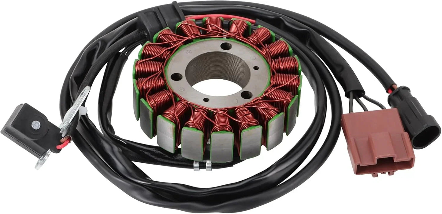 Piaggio 400 500 motorcycle stator replacement part with copper coils and wiring harness
