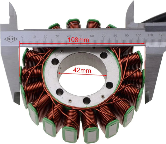 Polaris stator for ATV, copper coils, 108mm outer, 42mm inner diameter, measured with caliper