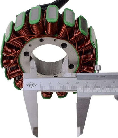 Polaris RZR stator assembly with copper coils measured by caliper, aftermarket ATV part