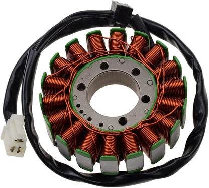 Motorcycle stator magneto coil with wiring for Suzuki GSXR400, close-up view