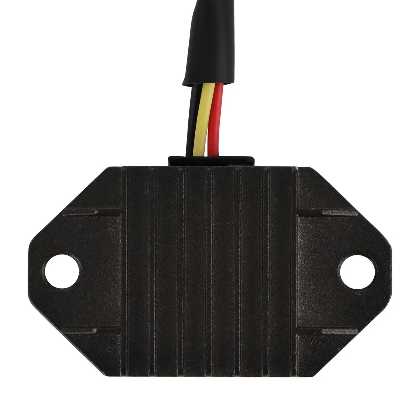 Yamaha WR250F WR450F regulator rectifier with three colored wires, black mounting plate