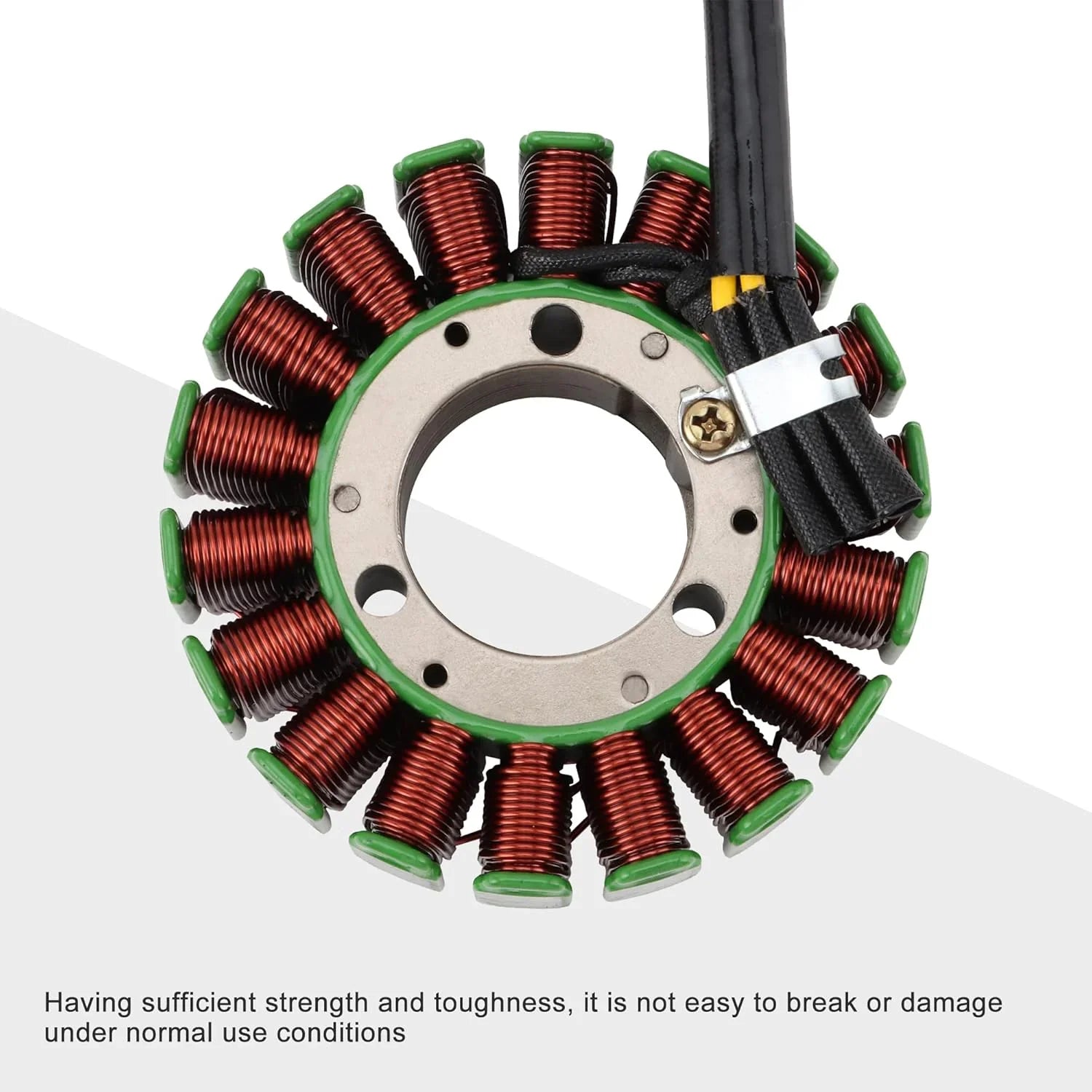 Motorcycle magneto stator replacement part with copper wire coils and connector wires