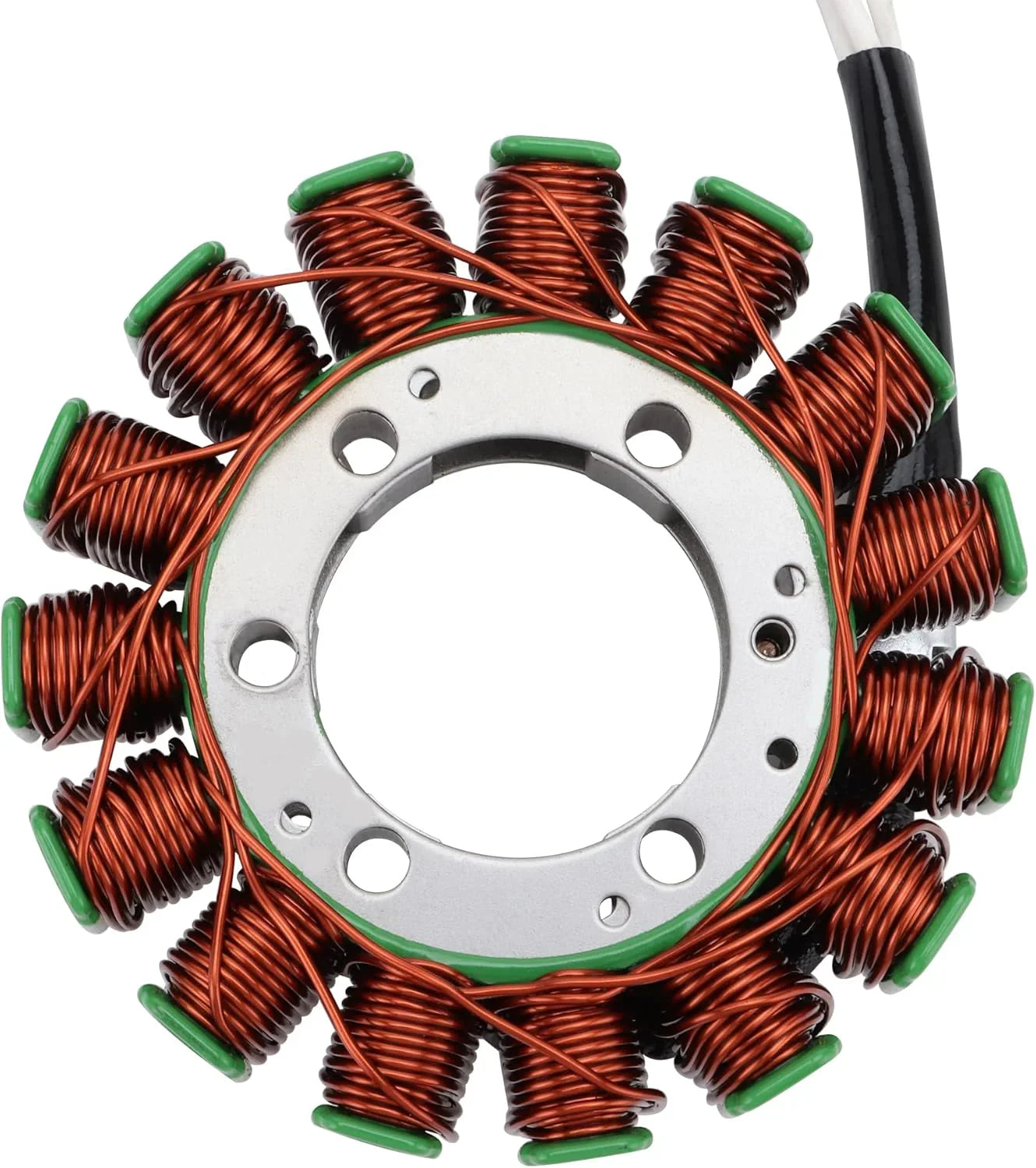 Yamaha Grizzly 550 stator replacement part with copper wire coils and green ends