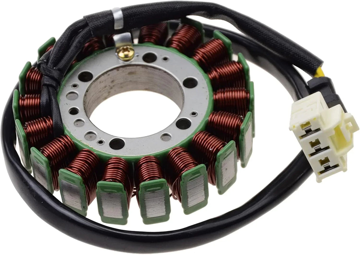 Kawasaki Z1000 stator replacement part with copper coils and wiring connector