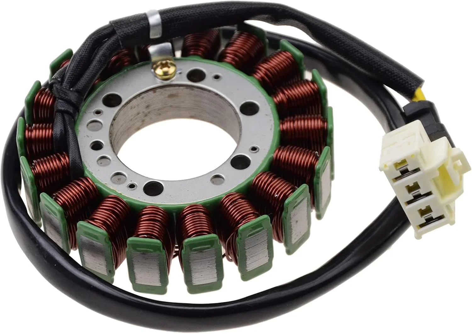 Kawasaki Z1000 stator replacement part with copper coils and wiring connector