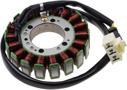 Kawasaki Z1000 stator replacement part with copper coils and wiring connector