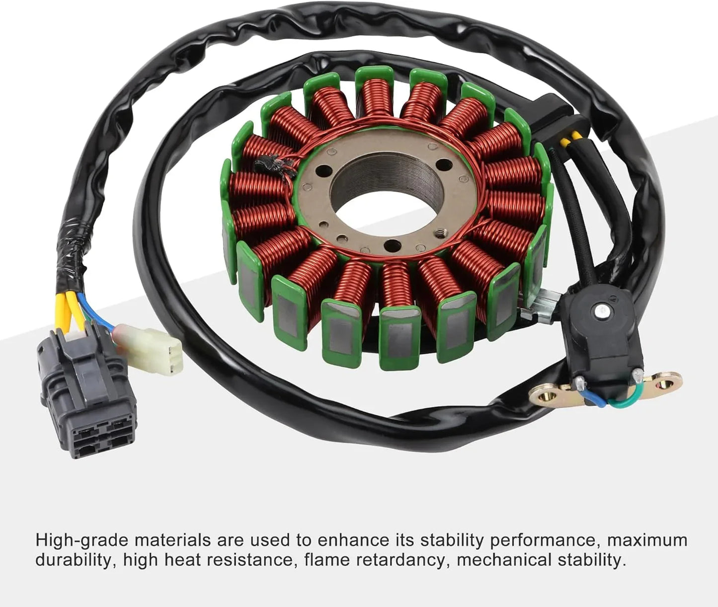 Kawasaki Brute Force 300 ATV stator coil with wiring and connectors, replacement engine part