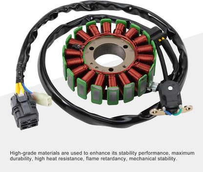 Kawasaki Brute Force 300 ATV stator coil with wiring and connectors, replacement engine part