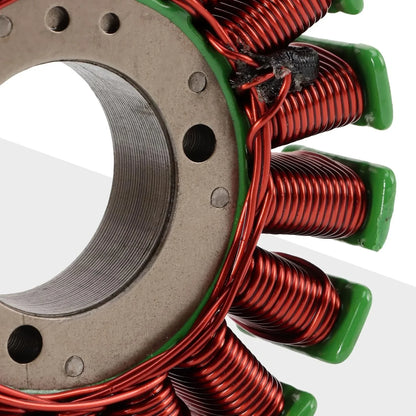Close-up of stator coil for Kawasaki Brute Force 300 ATV, copper wire winding detail