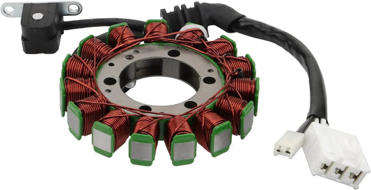 Yamaha YZF-R1 magneto stator coil assembly with copper windings and electrical connectors
