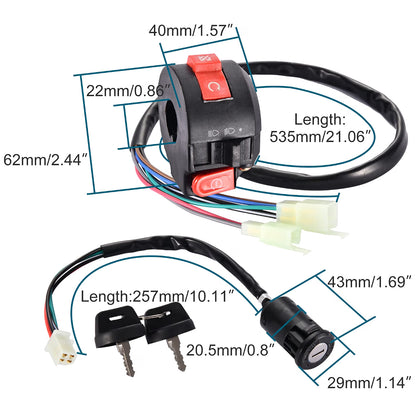 22mm Handlebar Switch with Key Ignition for 50cc–125cc ATV Scooter