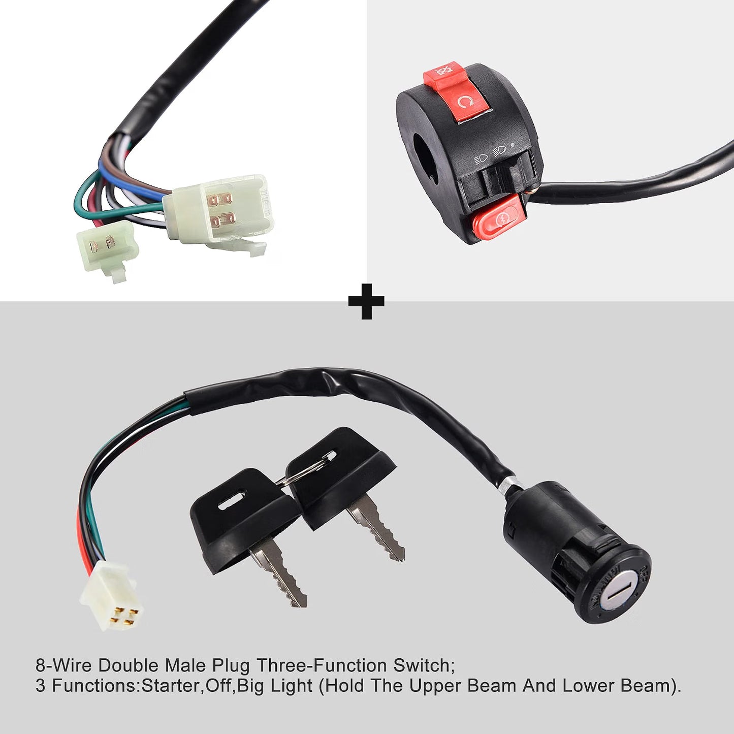 22mm Handlebar Switch with Key Ignition for 50cc–125cc ATV Scooter