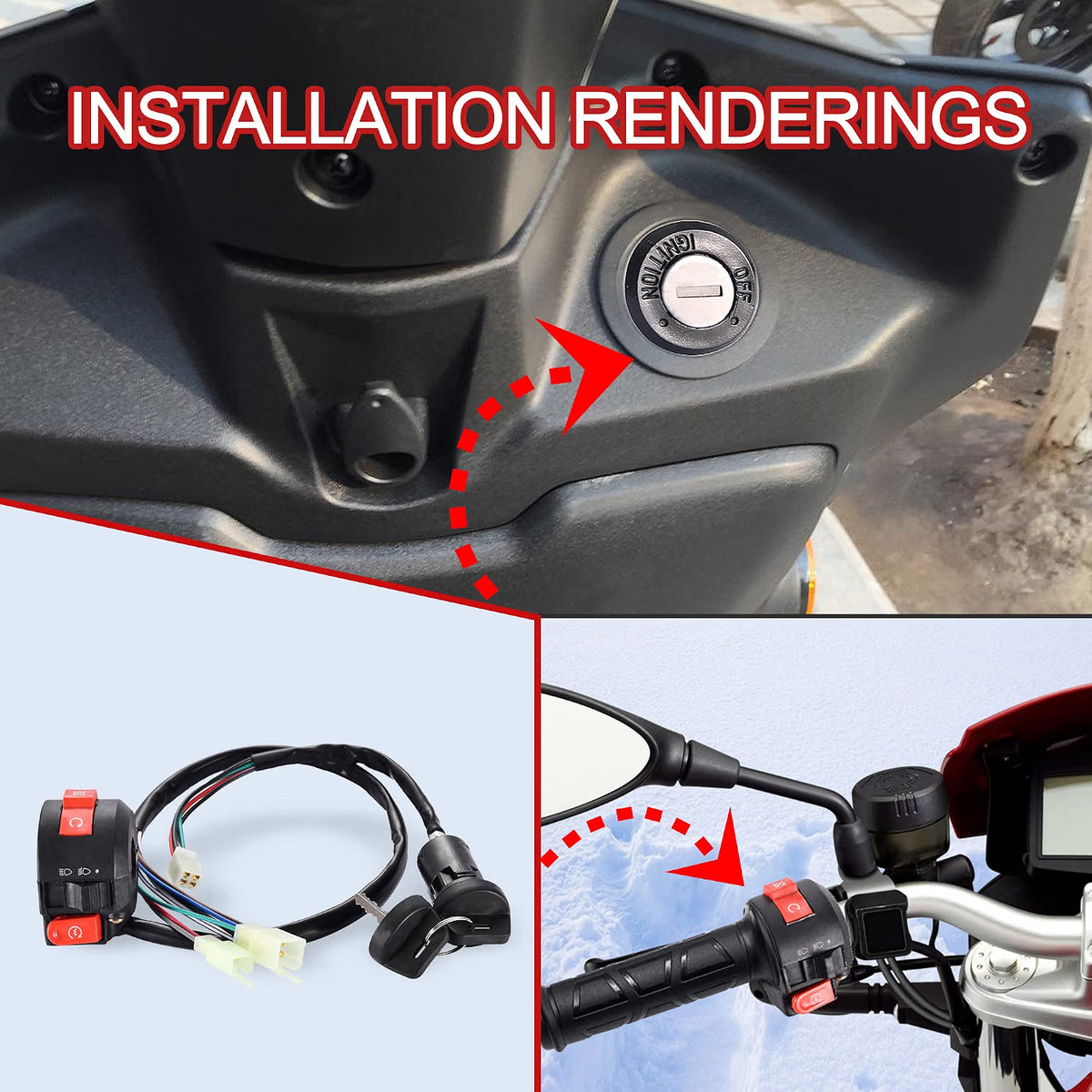 22mm Handlebar Switch with Key Ignition for 50cc–125cc ATV Scooter