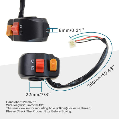 7/8" Right Handlebar Switch with Start Button 12V 4-Pin