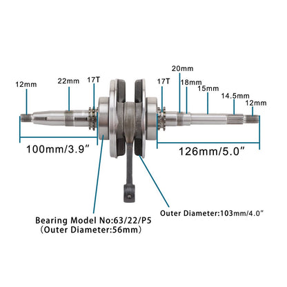 22T Crankshaft Assembly for GY6 50cc 60cc 80cc 139QMB