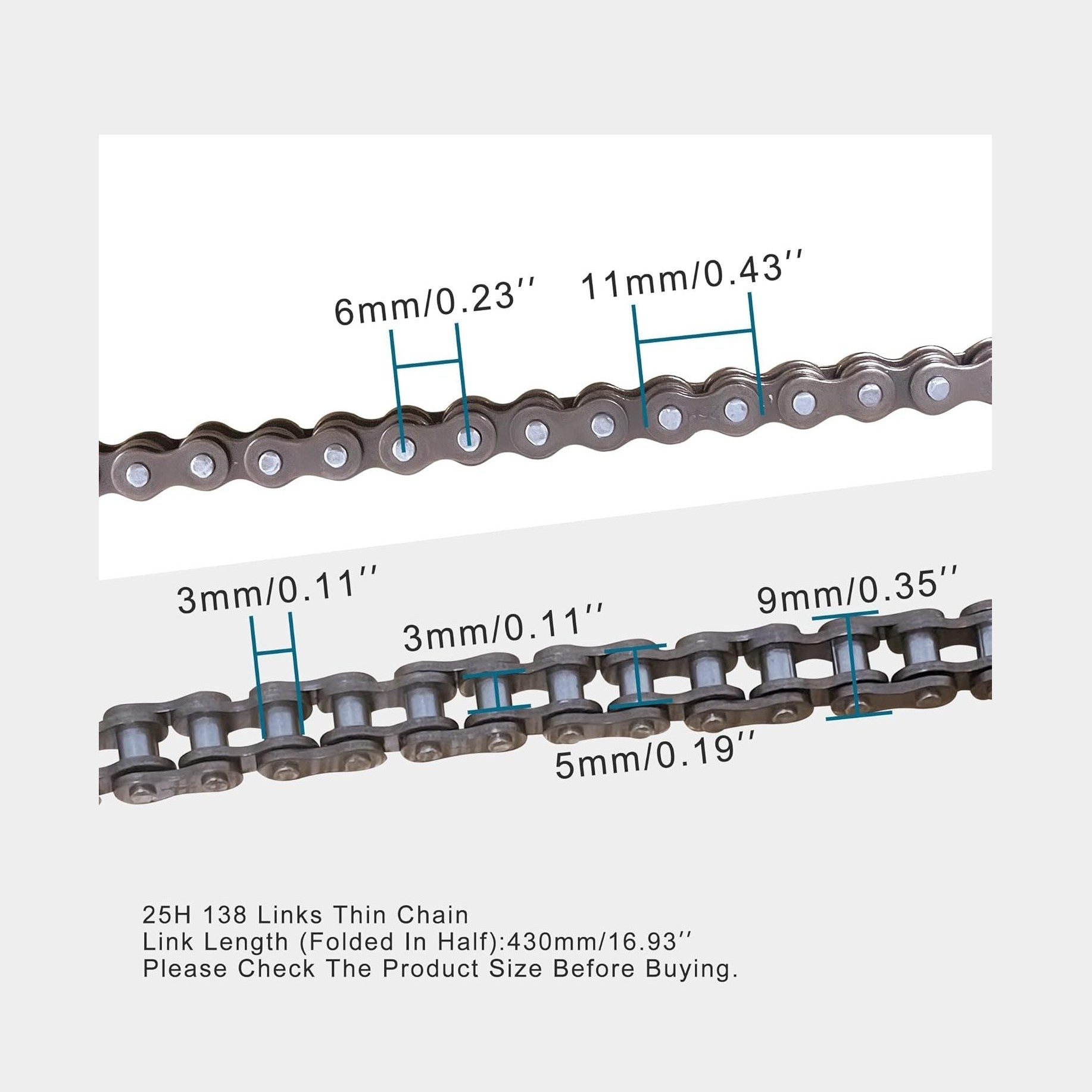 GOOFIT 25H 138 Chain for 2 Stroke 47cc 49cc Pocket Bike Mini Bike Dirt Pit Bike ATV Quad