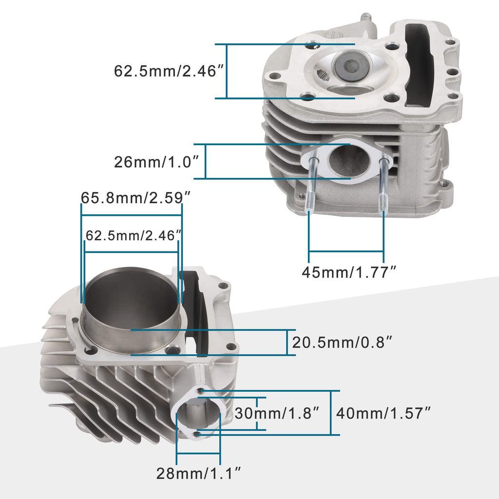 GOOFIT 62.5mm Engine Parts Cylinder Liners Heads Piston Gasket Block Kit Replacement for GY6 180cc 200cc 250cc ATV Off-Road Vehicle Engines