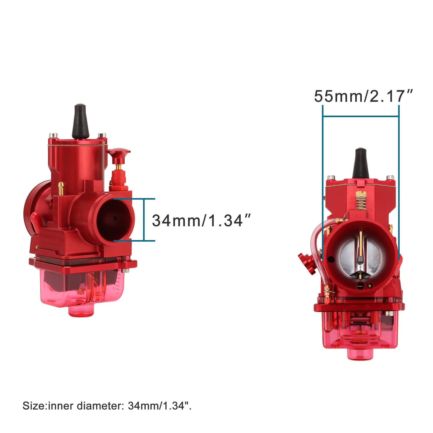 GOOFIT CNC Motorcycle PWK 34mm Racing Carburetor Replacement for 125-300cc ATV UTV Dirt Pit Bike Scooter Red