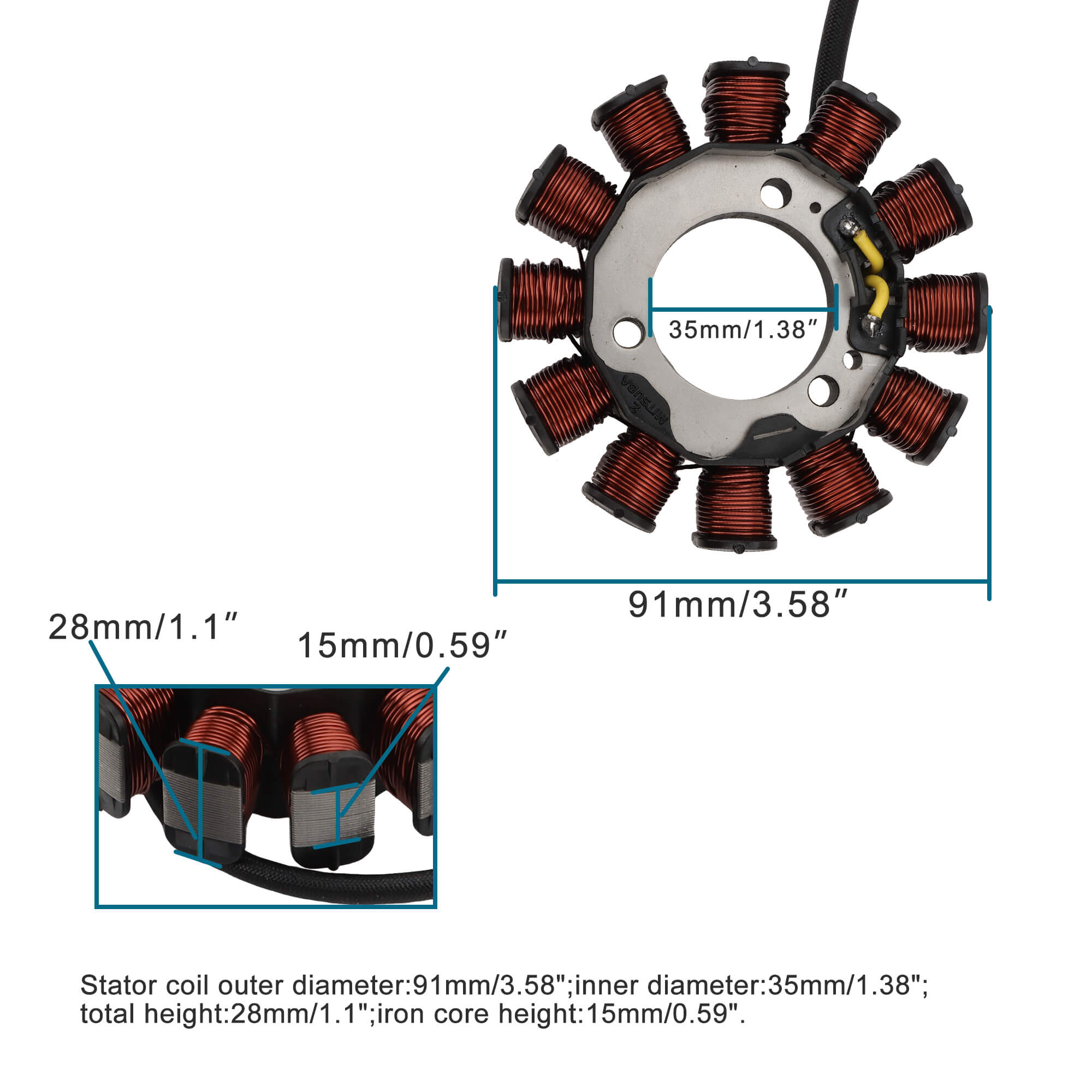 GOOFIT Motorcycle Generator Stator Coil Replacement for Gixxer 155 SF150 GSX150L6 GSX-R150RF-Q GSX-R150RFX-Q 32101-34J00 32101-34J10