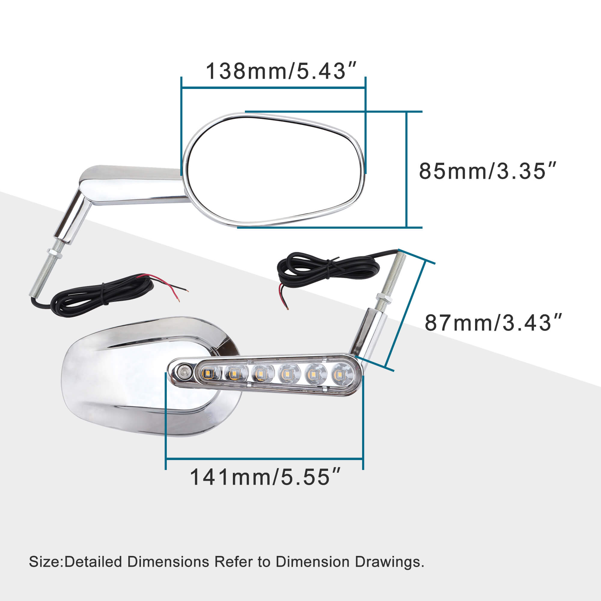 GOOFIT Aluminum Alloy Universal 7/8" 22mm Handle Bar End Round Rear View Side Mirrors Replacement for Go Kart Buggy UTV Scooter Moped ATV Quad Pitbike Large Replacement black Motorcycle