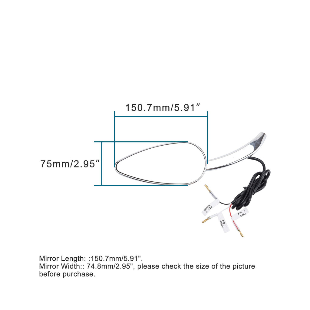 GOOFIT Black Rearview Mirror with LED Turn Signals Replacement for Motorcycle
