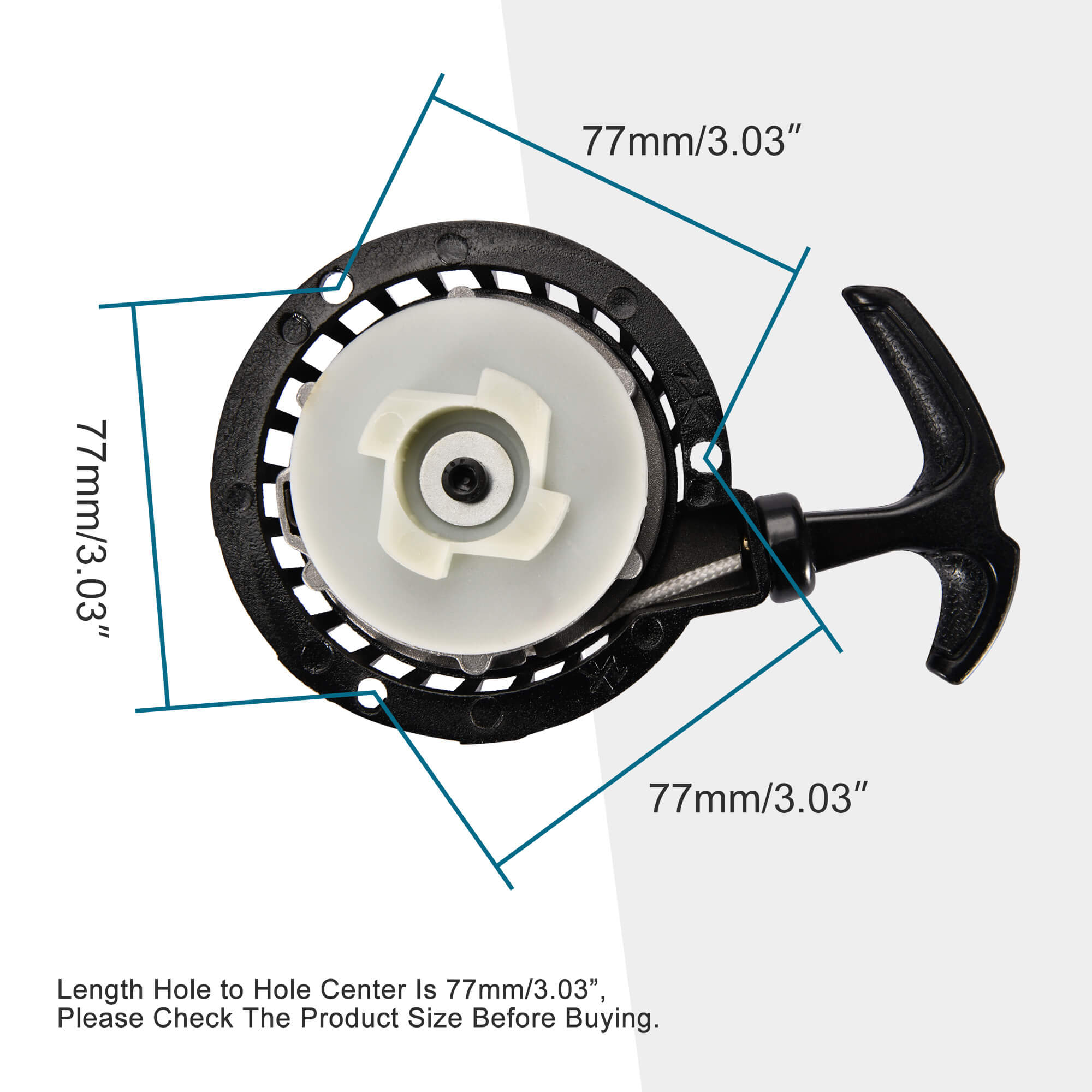 GOOFIT Black Pull Start Recoil Starter Assembly Repleacment for 2 Stroke 43cc 47cc 49cc 50cc Mini Pocket Dirt Bike Scooter