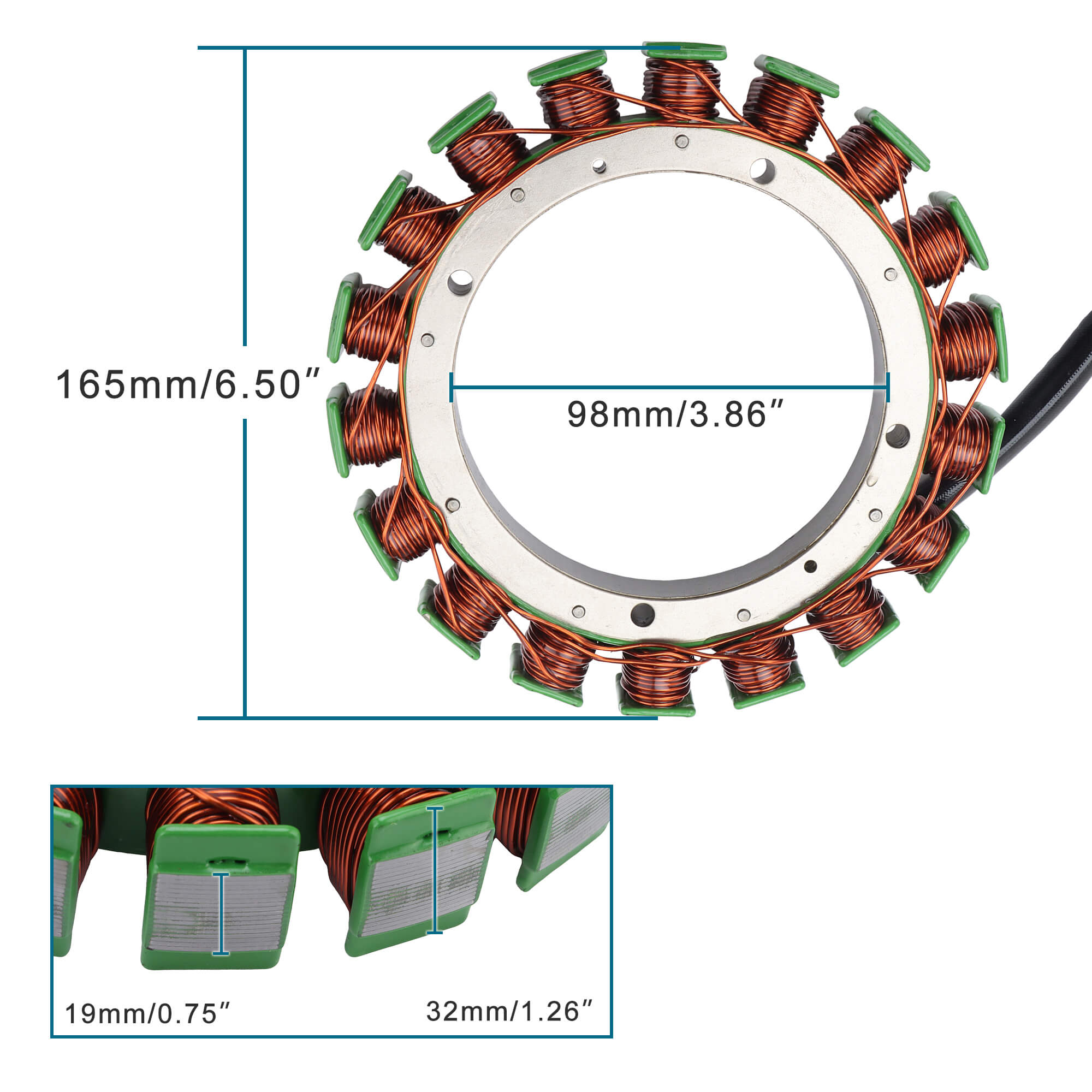 GOOFIT Marine Generator Parts Copper Stator Coil Replacement for Outboard F150 STATOR ASSY 63P-81410 -00