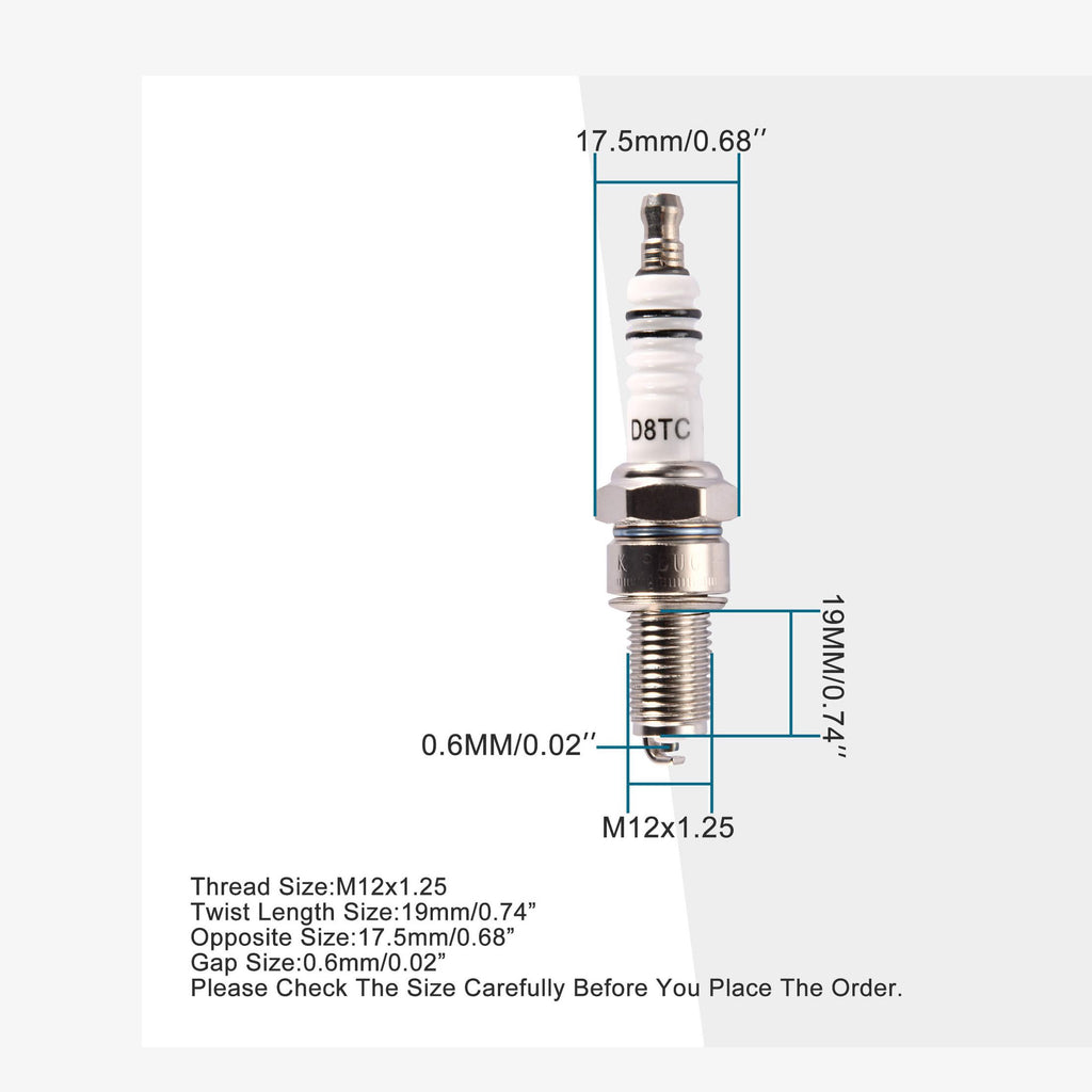 GOOFIT D8TC Spark Plug for 125cc 150cc 200cc 250cc Chinese ATV CF250 Water Cooled Engine Dirt Bike Go Kart Moped Scooter Pack of 4