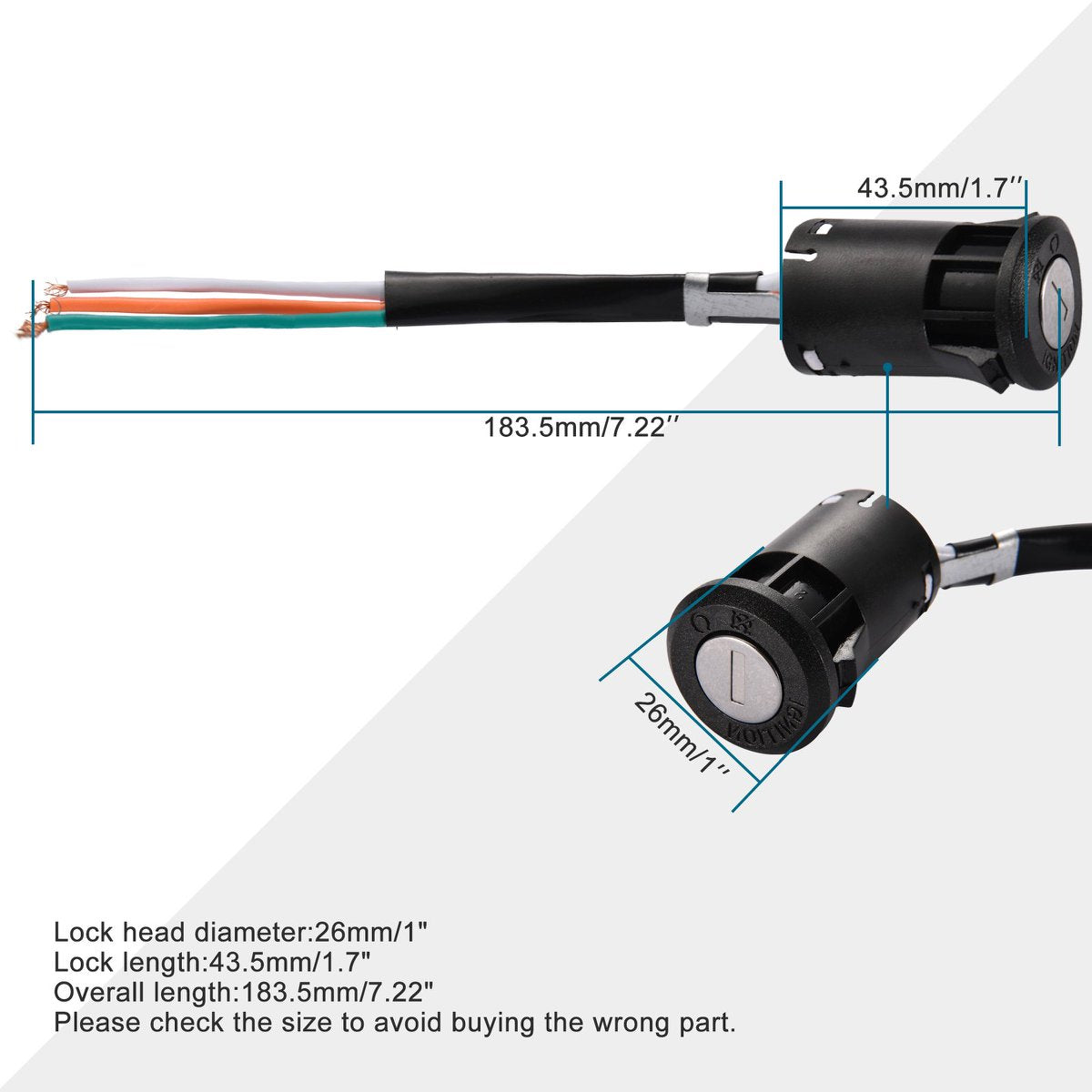 3-Wire Ignition Key Switch for 50cc–250cc ATV Go Kart Dirt Bike