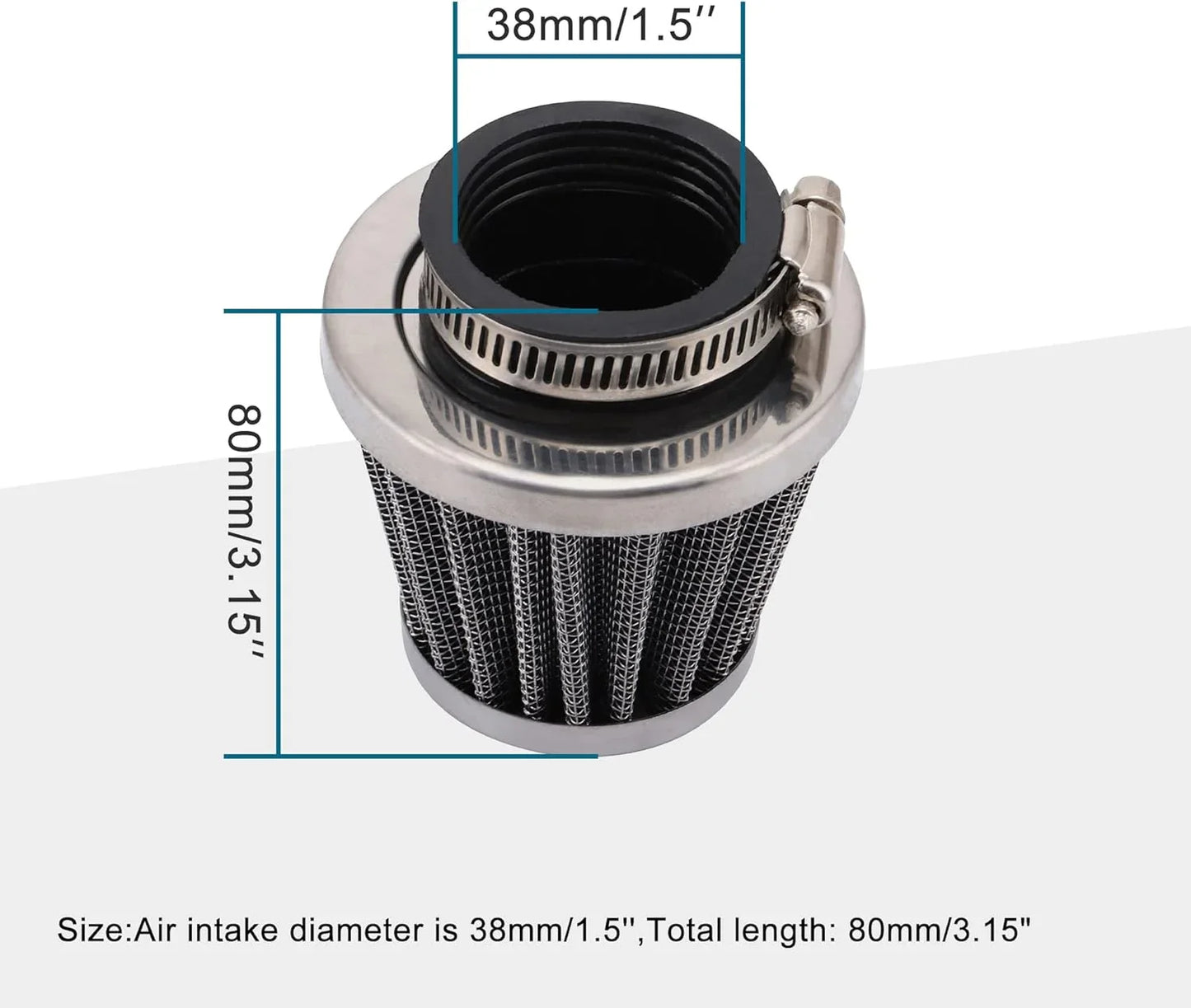 Silver Air Filter 35mm 38mm 42mm 44mm 58mm for 50cc–250cc Motorcycle ATV GY6 Engine - goofitmoto