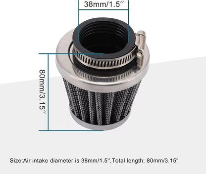 Silver Air Filter 35mm 38mm 42mm 44mm 58mm for 50cc–250cc Motorcycle ATV GY6 Engine - goofitmoto
