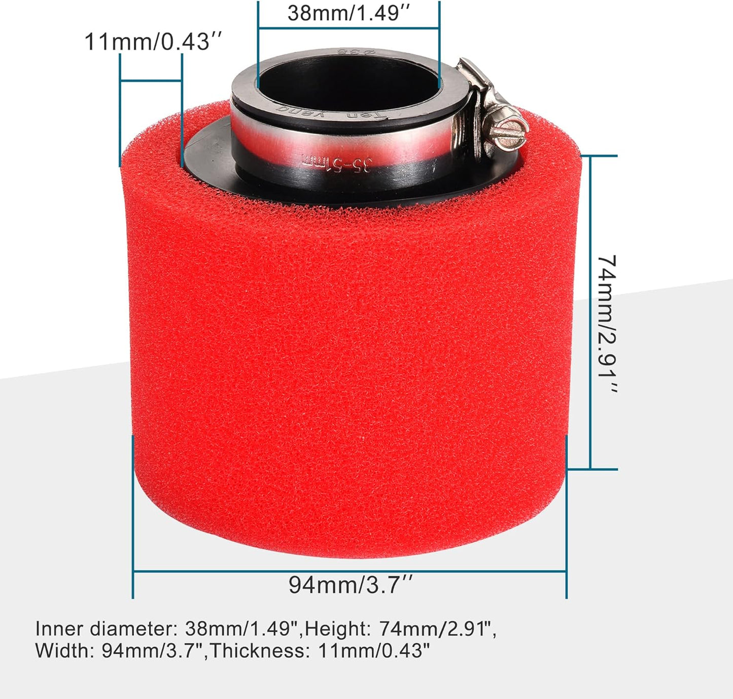 38mm Foam Pod Air Filter for 50cc–125cc ATV Dirt Bike Scooter Go Kart