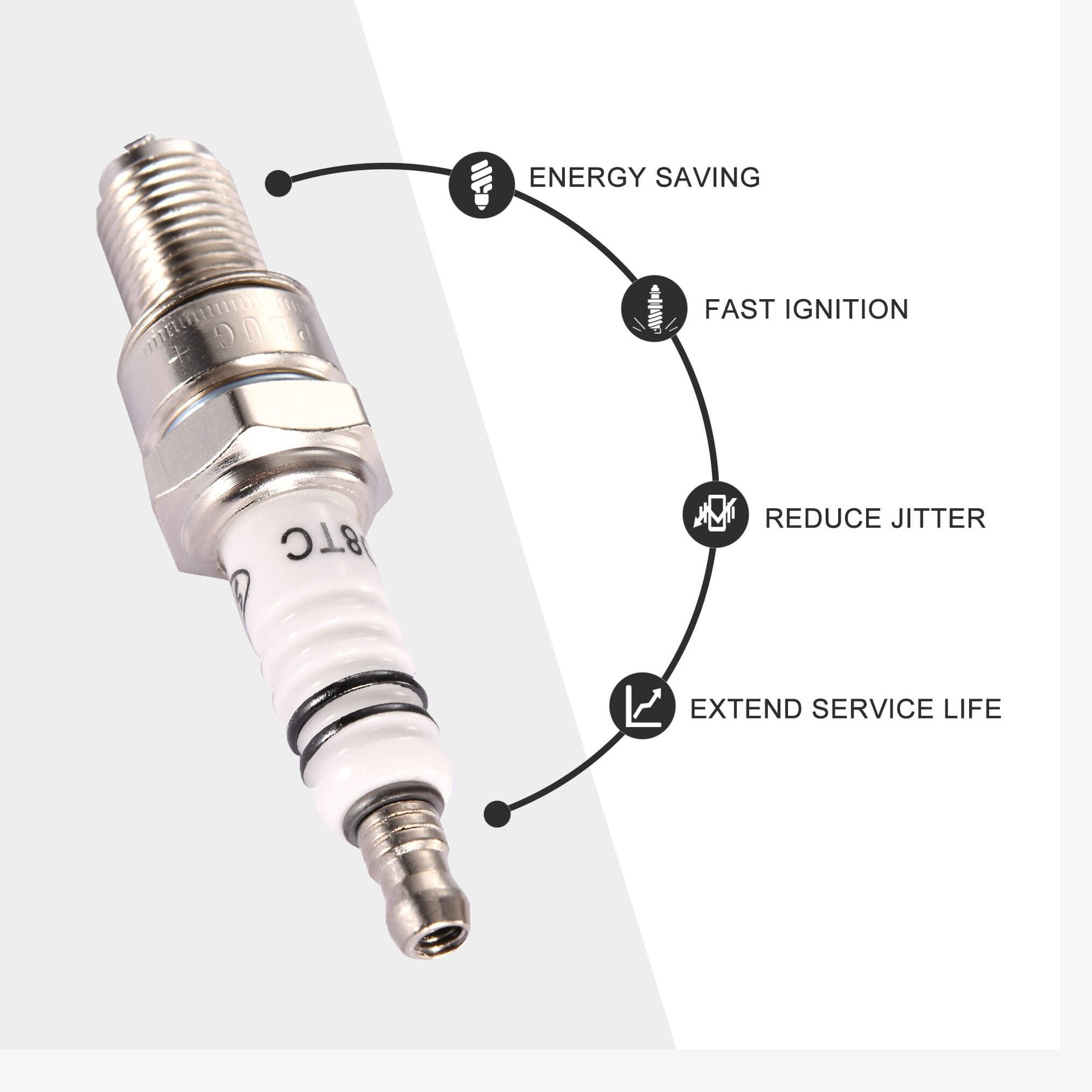 GOOFIT D8TC Spark Plug for 125cc 150cc 200cc 250cc Chinese ATV CF250 Water Cooled Engine Dirt Bike Go Kart Moped Scooter Pack of 4