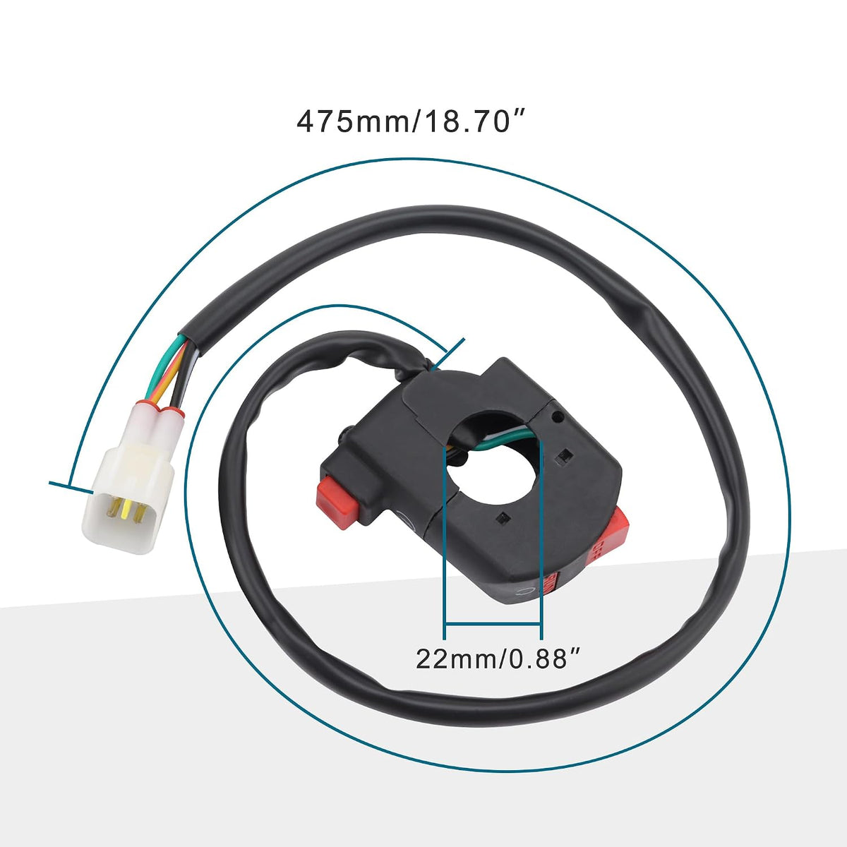 4-Pin 2-Function Handlebar Switch for 22mm / 7/8" Motorcycle ATV Scooter
