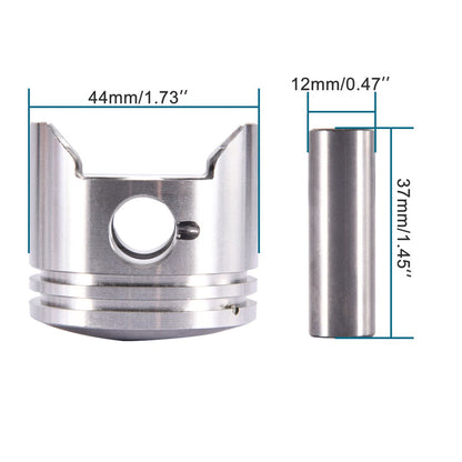 44mm Piston Kit for 49cc 2-Stroke Pocket Bike Mini Dirt Bike ATV | 12mm Pin
