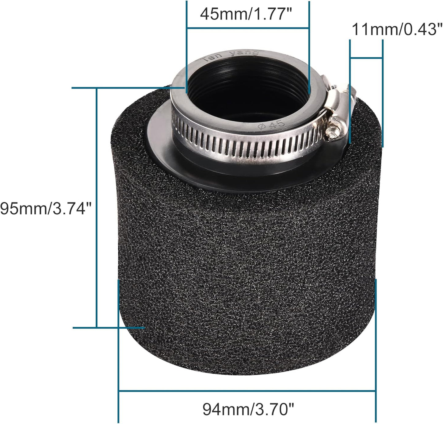 45mm Double Foam Pod Air Filter for GY6 ATV Scooter Dirt Bike