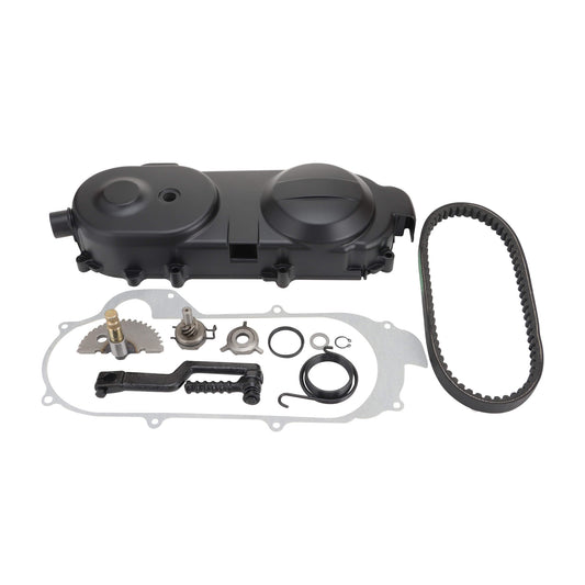 GOOFIT Transmission Cover Assembly with Start Gear Shaft Belt Replacement for 4 Stroke GY6 49cc 50cc Scooter Moped 139qmb Short Case Version