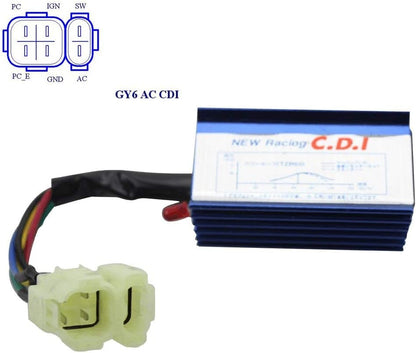 GOOFIT 6 Pin AC Racing CDI Module Replacement for GY6 50cc 125cc 150cc ATV Scooter Moped Go Kart 4 Wheeler Quad Bikes Parts
