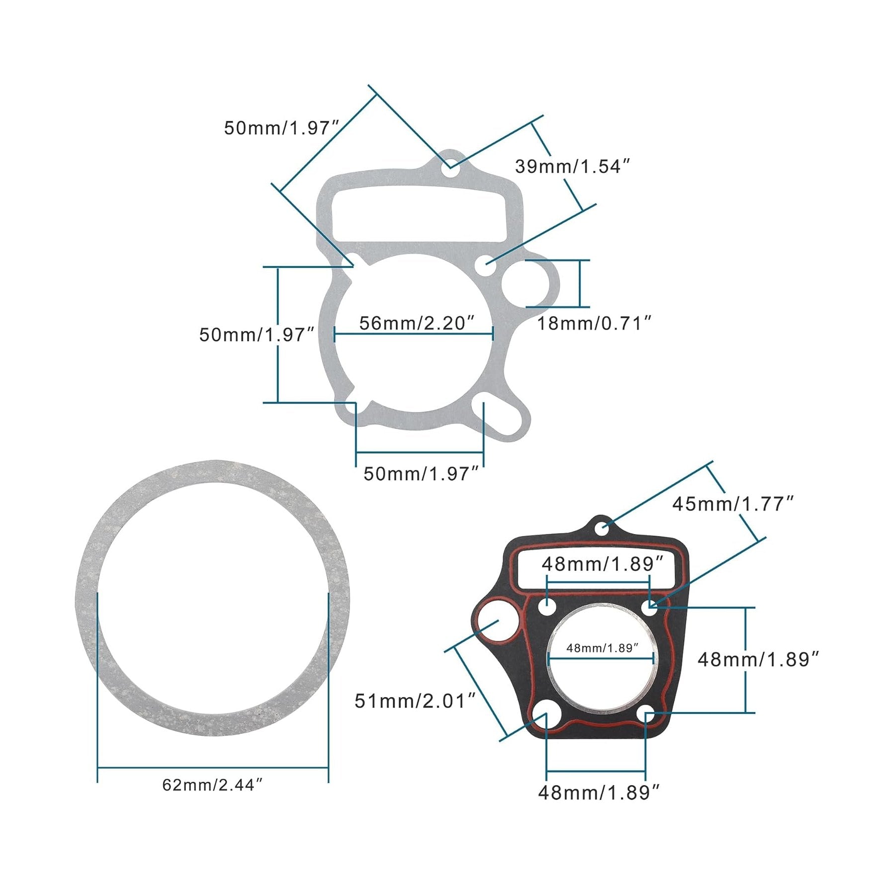 GOOFIT 52.4mm Complete Big Bore Cylinder Top End Gasket Kit Replacement for 4 Stroke 110cc Engine ATV Quad Go Kart Dirt Bike