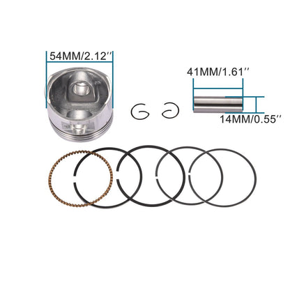 54mm Piston Ring Kit for 125cc Horizontal Engine ATV Dirt Bike | 14mm Pin