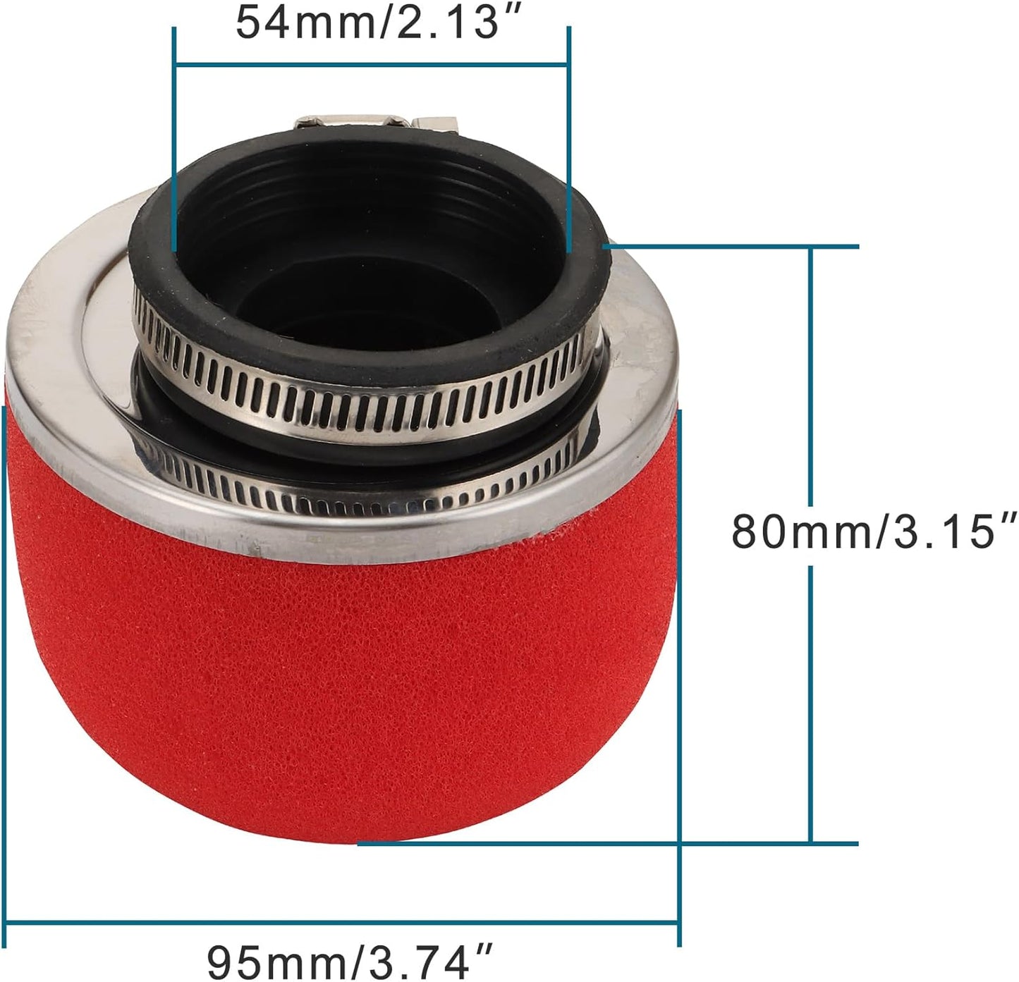 54mm Red Foam Air Filter for 2-Stroke Pocket Bike, Mini Moto & Scooter