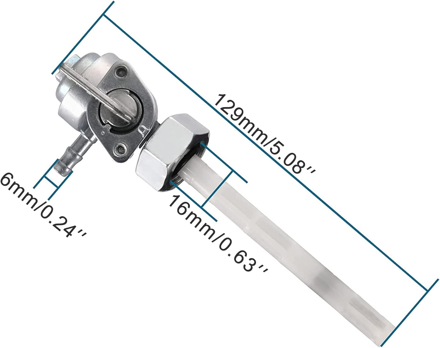 GOOFIT 16mm Fuel Shutoff Valve Petcock with Fuel Line Clamp Replacement for Chinese Gasoline Generator 5.5HP 6.5HP 7HP 8HP 9HP 11HP 13HP 14HP 15HP 16HP 168F 163CC 196CC 170F 208CC 211CC 173F -190F