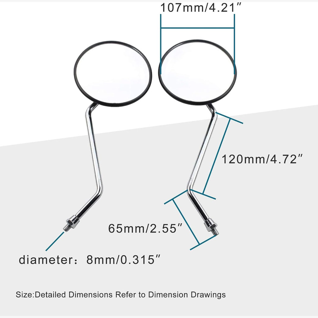 GOOFIT 8mm Black Round Rearview Mirror for 50cc 70cc 90cc 110cc 125cc 150cc 200cc 250cc ATV Quad Scooter Motorcycle Pit Dirt Bike Moped