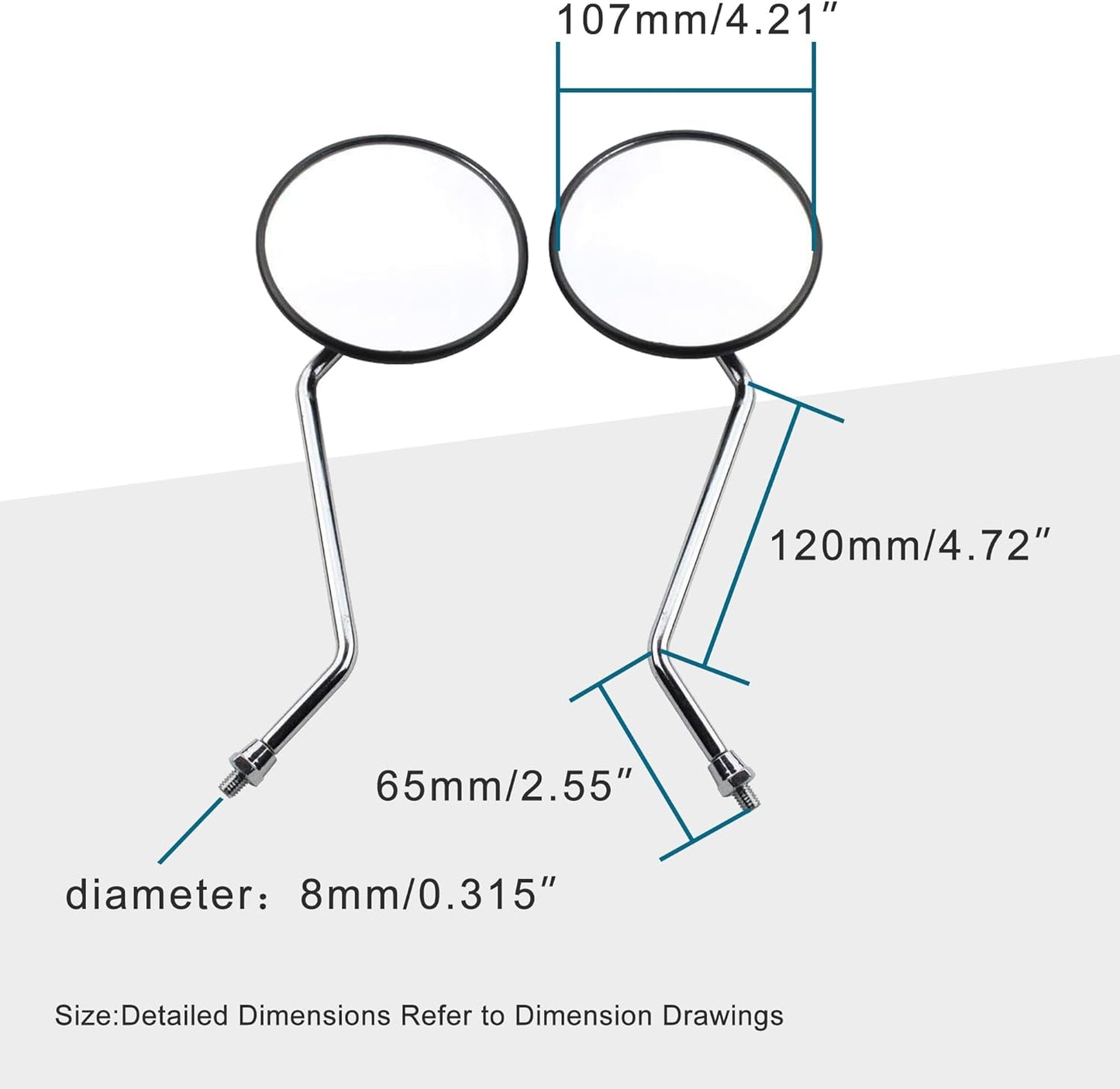 GOOFIT 8mm Black Round Rearview Mirror for 50cc 70cc 90cc 110cc 125cc 150cc 200cc 250cc ATV Quad Scooter Motorcycle Pit Dirt Bike Moped