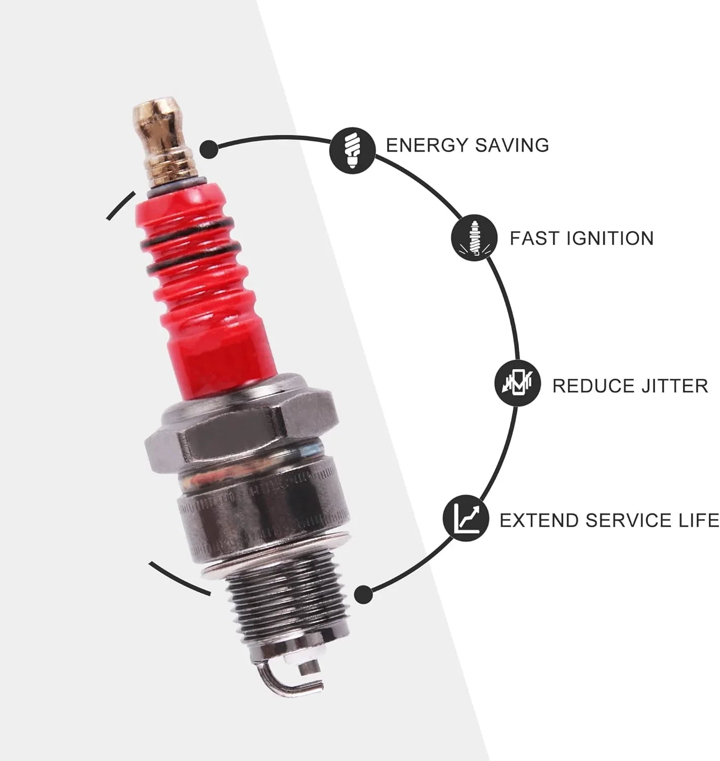 E6TC Spark Plug Replacement (4-Pack) for 50cc–110cc Scooter, ATV, Go Kart & Dirt Bike - goofitmoto