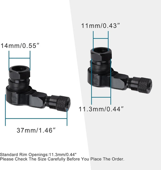 90 Degree CNC Aluminum Motorcycle Tubeless Valve Stems (11.3mm, 1 Pair) - goofitmoto