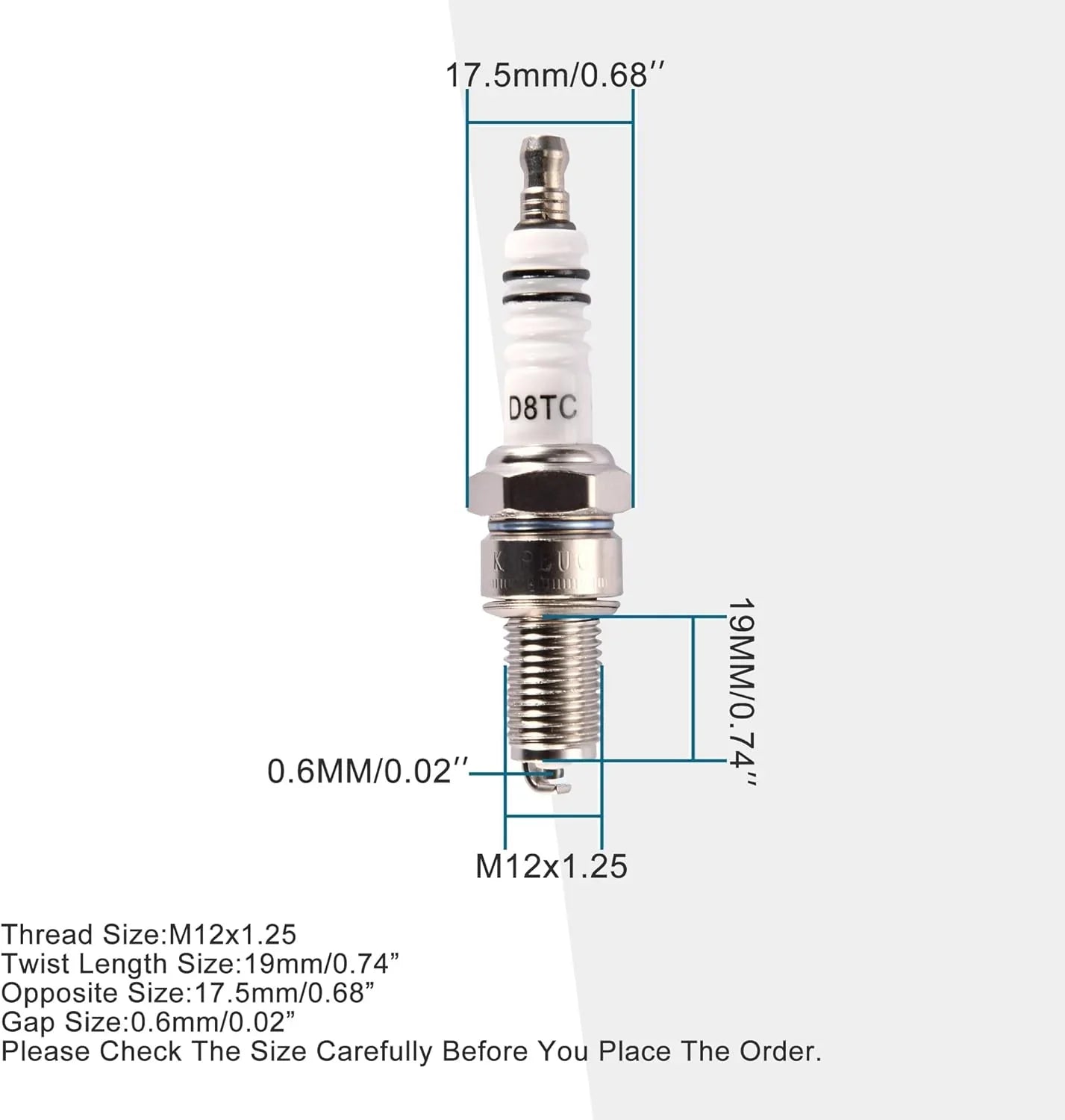 D8TC Spark Plug for 125cc–250cc Chinese ATV & Motorcycle Engines - goofitmoto