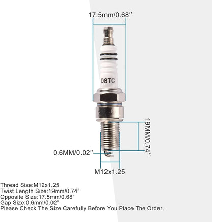 D8TC Spark Plug for 125cc–250cc Chinese ATV & Motorcycle Engines - goofitmoto