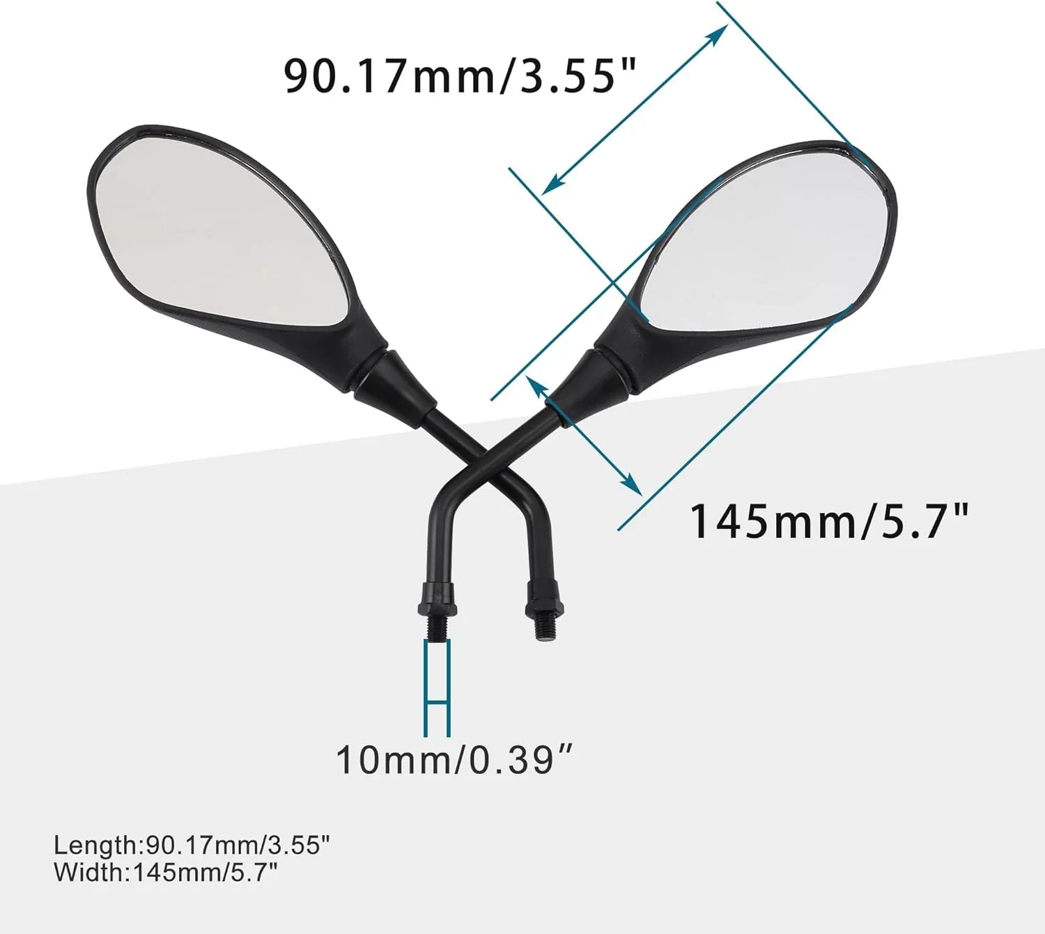 Universal 7/8" Handlebar Mount Rear View Mirror Kit with 8mm/10mm Bolts for ATV, Scooter, Dirt Bike - goofitmoto