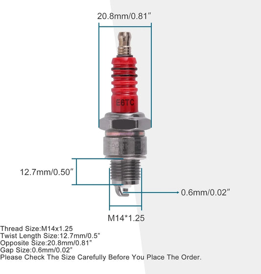 E6TC Spark Plug Replacement (4-Pack) for 50cc–110cc Scooter, ATV, Go Kart & Dirt Bike - goofitmoto